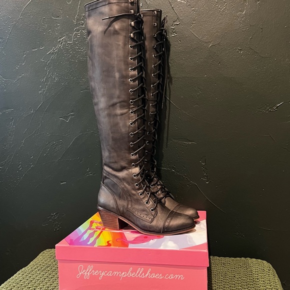 Jeffrey Campbell x Free People Black Joe Lace-Up OTK Boots - Picture 4 of 15
